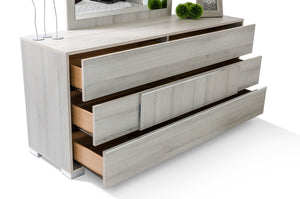 Modrest Izaan Italian Modern Grey Dresser & Mirror