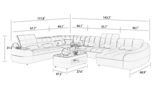 Aumin Modern Leather Sectional with Chaise