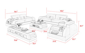 Piliu Leather Sofa Set with Side Storage