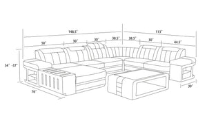 Angelas Modern Leather Sectional with LED Light