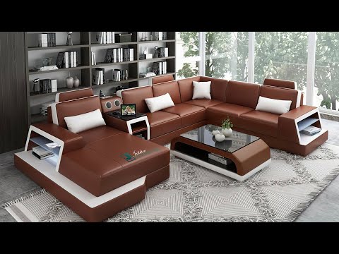 Civia Modern Leather Sectional With Console Table