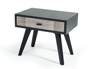 Patroel Contemporary Grey & Black Nightstand